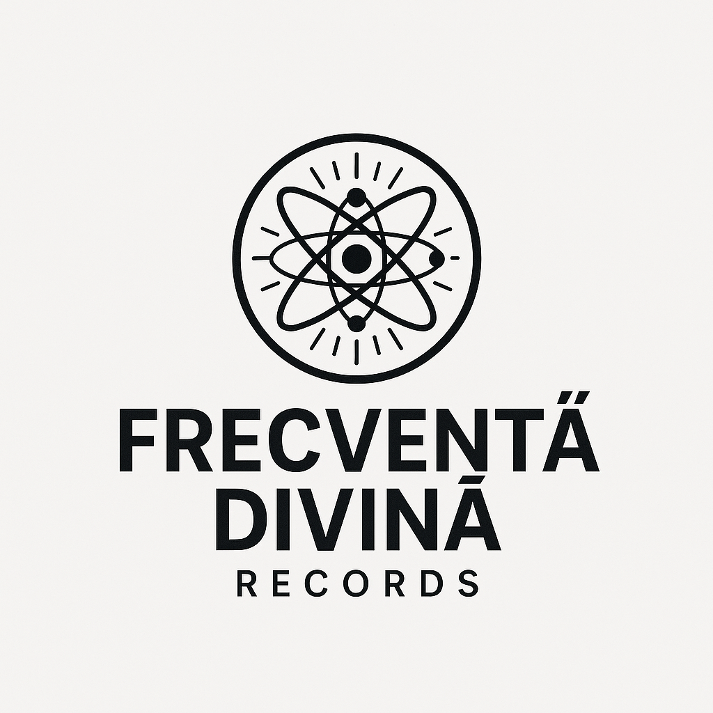 Banner cu text Frecventa Divina pe fundal albastru